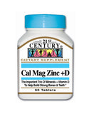 21st Century Calcium Magnesium Zinc Plus D3, 90 Tablets