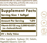 Solgar Vitamin D3 5000 Iu Softgels 100'S