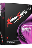 Kama Sutra Assorted Pink Dotted, Ribbed & Plain Latex Condoms, 3 Pieces