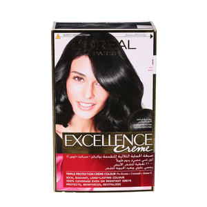 L'Oreal Excellence Triple Care Hair Color Cream Black 1.0, 1 Pack