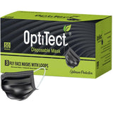 Optitect Black Disposable Face Masks 3ply, 50 Pieces