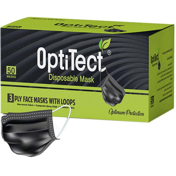 Opti Tect Disposable Black Mask 50S – Dermame