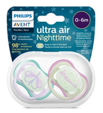 Philips Avent Ultra Air Soother Night Time 0-6M Girl X2