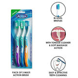 Beauty Formula Multi Action Toothbrush 3 Pk.Med.