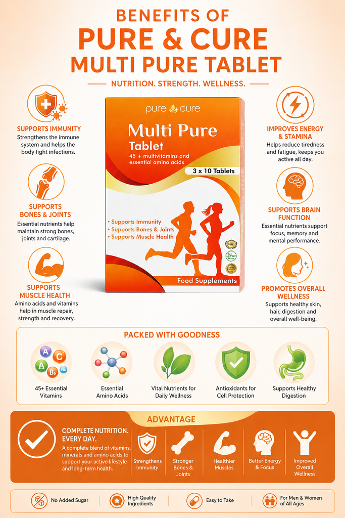 Pure Cure Multi Pure Food Supplement Tablets, 30 Tablets