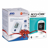 A&D UA-611 Blood Pressure Monitor + Accu-Chek Instant Blood Glucose Meter (Combo Offer with Strips)