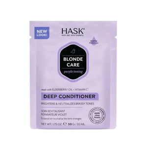 Hask Blonde Care Purple Toning Deep Hair Conditioner with Elderberry Oil & Vitamins C for Blonde Hair , 50ml