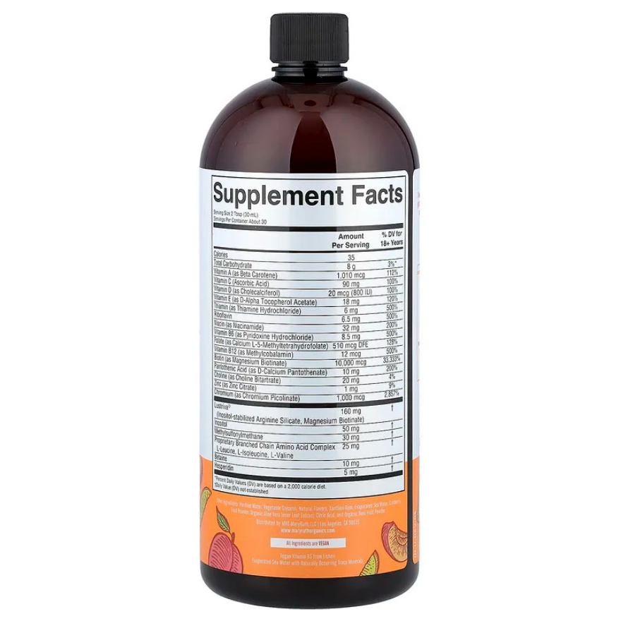 Marys Ruth Liquid Morning Multivitamin Peach Mango 887Ml