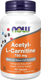 Now Acetyl L-Carn 750Mg Tab 90s